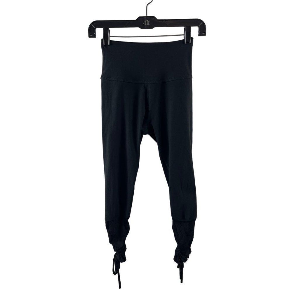 Beyond Yoga Supplex Gathered Ruched Cropped Leggings Size Small Black Athletic